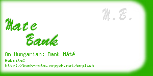 mate bank business card